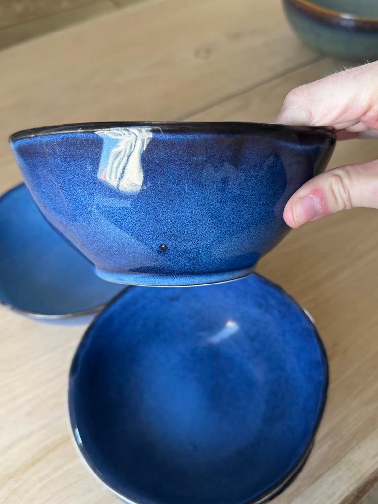 Mooi geglazuurde blauwe kommen van Xenos, Huis en Inrichting, Ophalen, Gebruikt, Keramiek, Kom(men)