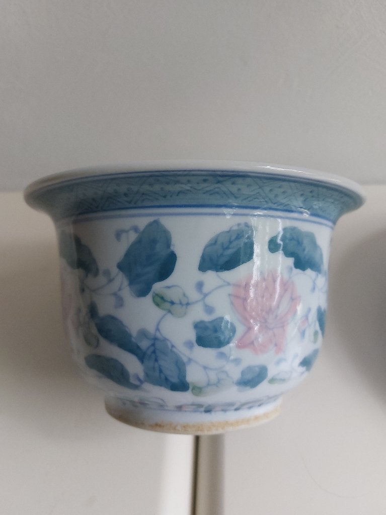 Famille rose bloempot Chinees porselein, Ophalen, Overige materialen, Rond, Zo goed als nieuw