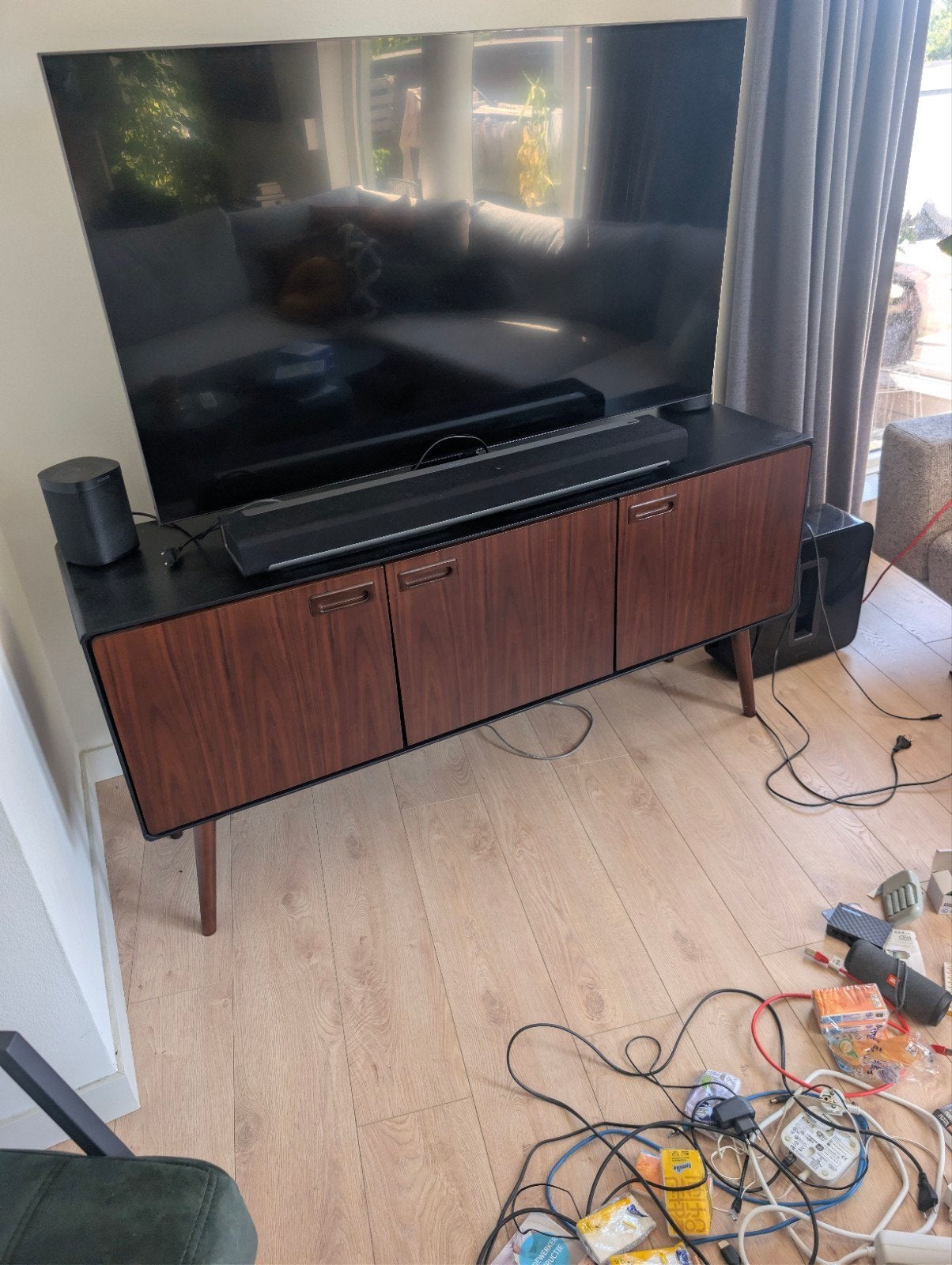 Dutchbone Juju Dressoir Hoog - 150x39,8x73 cm, Overige houtsoorten, Modern, Retro, Gebruikt, 150 tot 200 cm