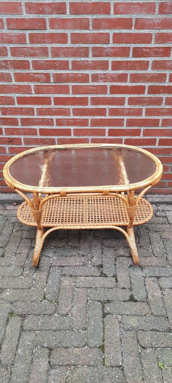 Rotan salon-/bijzettafel, Huis en Inrichting, Ophalen, 50 tot 100 cm, 50 tot 100 cm, Zo goed als nieuw