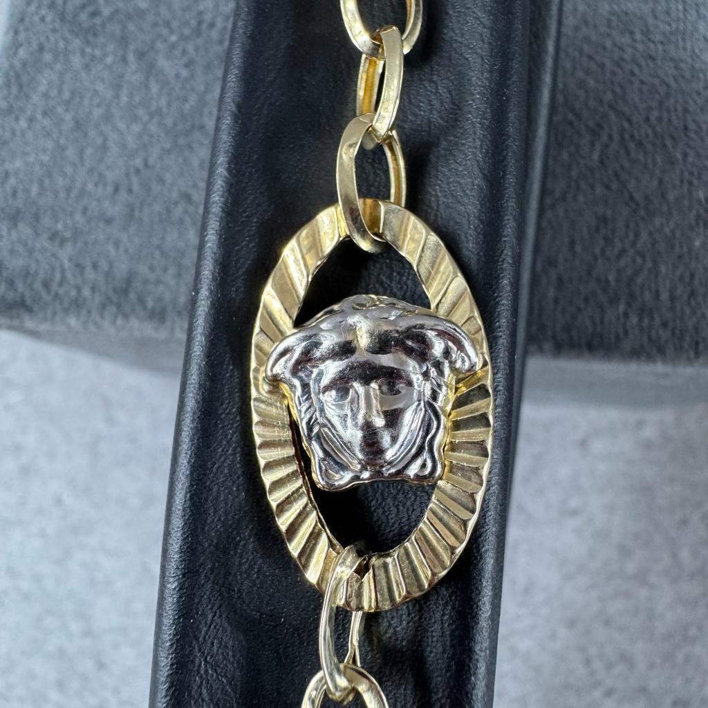 Gouden Armband | 14k | 5,02g | bicolor medusa |19cm | 408080, Gebruikt, Ophalen of Verzenden, Met bedels of kralen, Goud
