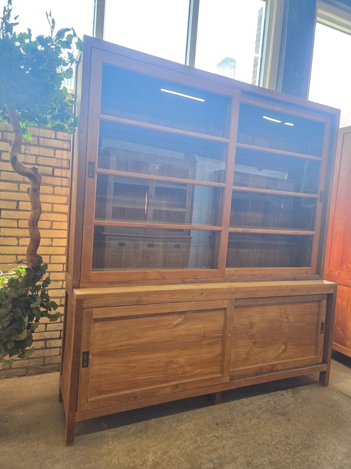 prachtige buffetkast ~ vitrinekast ~ schoolkast ~ boekenkast, Ophalen, Met deur(en), 200 cm of meer, Glas