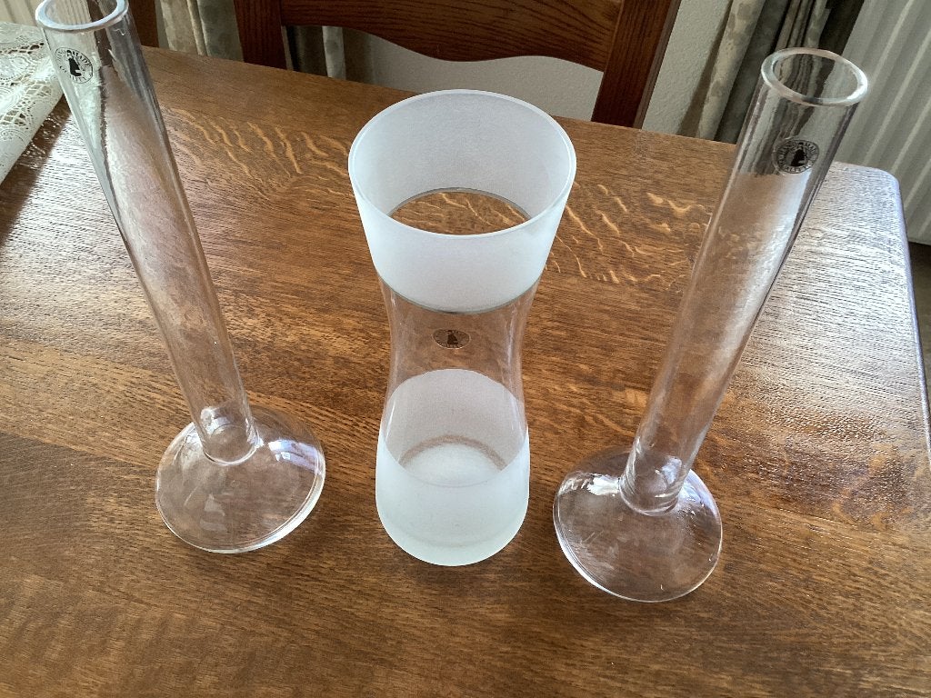 Set van 3 glazen vazen, handgemaakt, Ophalen, Handgemaakt, Transparant, Glas