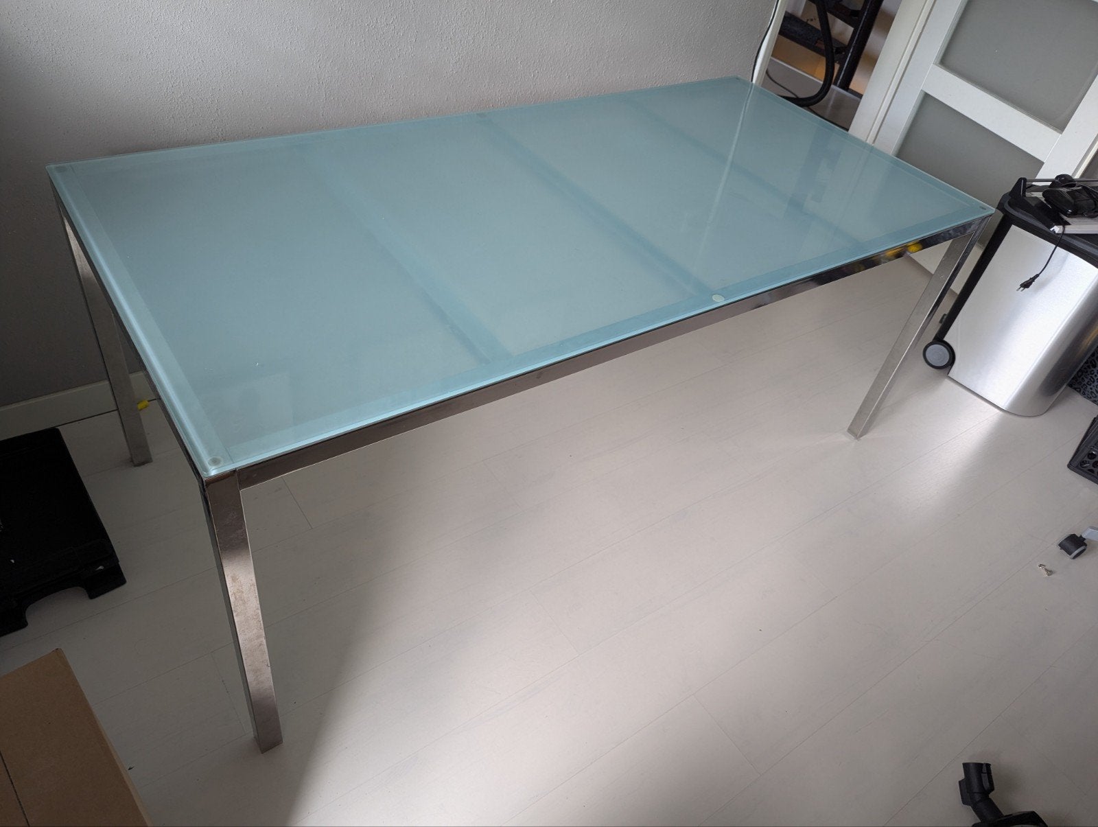 IKEA TORSBY eettafel 180x90 cm met glazen blad, Ophalen, Gebruikt, 50 tot 100 cm, Glas