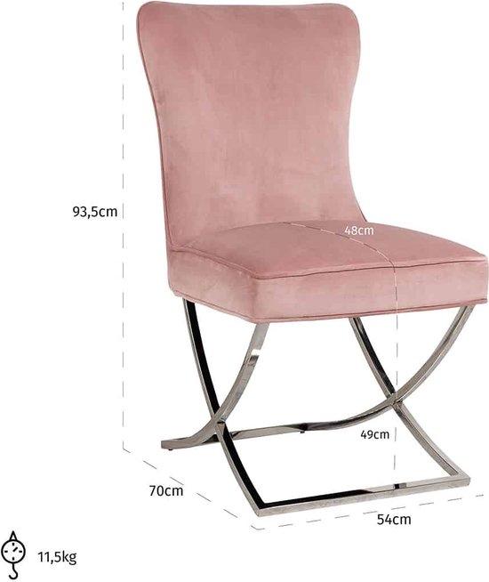Richmond Scarlett Pink Velvet / Silver Stoelen €50 voor 2!!, Ophalen, Gebruikt, Overige kleuren, Metaal