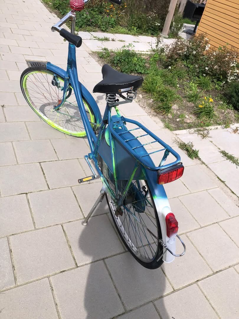 Blauwe Oma fiets 28 inch. Terugtrap rem. Bieden!, Ophalen, Gebruikt, Terugtraprem