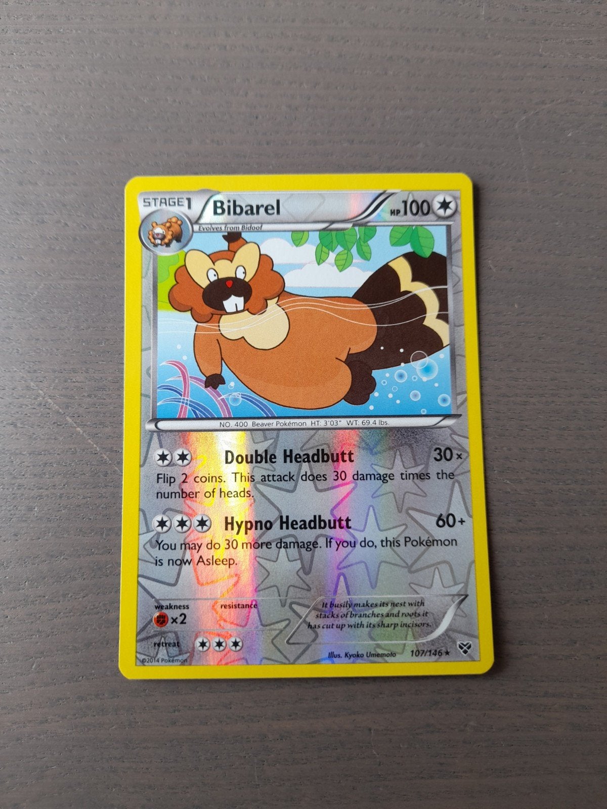 Xy 107/146 bibarel reverse, Ophalen of Verzenden, Zo goed als nieuw, Losse kaart, Foil