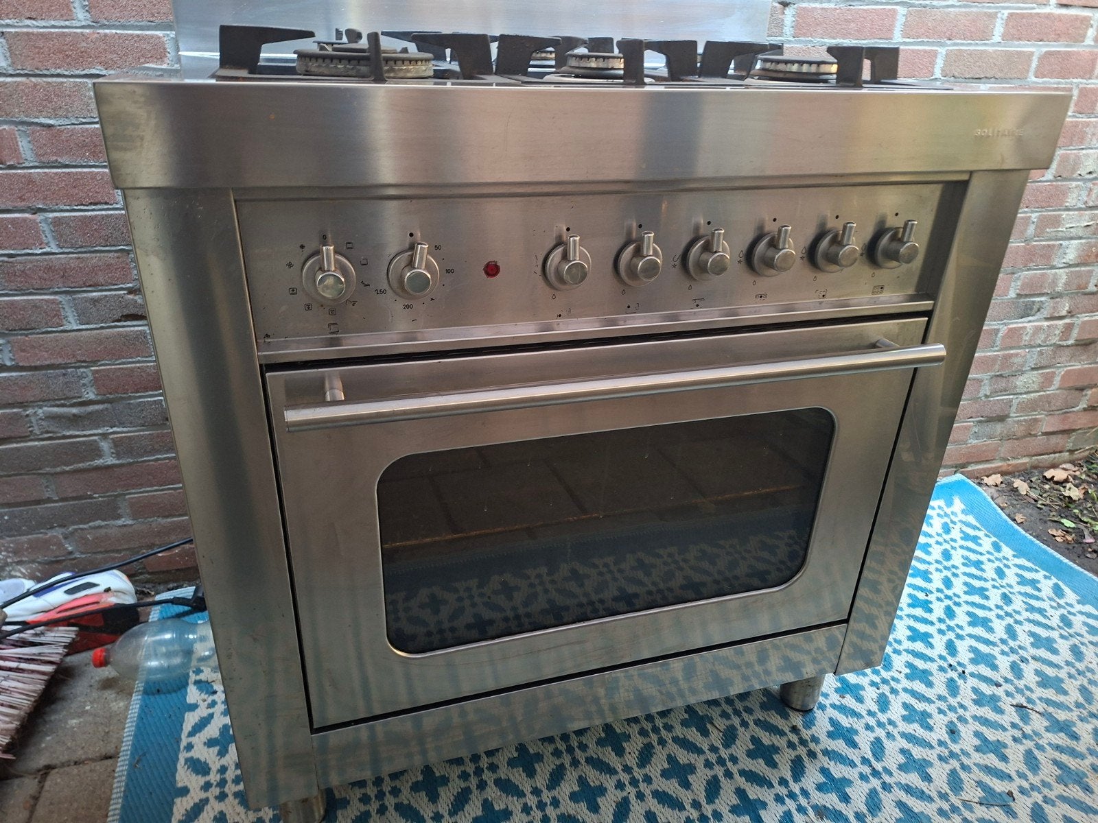 6 pits rvs gasfornuis met oven van solitaire., Ophalen, Gebruikt, 60 cm of meer, Gas