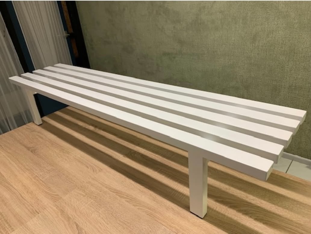 Lattenbankje Pander - Wit, 160x37x29 cm, Ophalen of Verzenden, Gebruikt, Wit, Hout