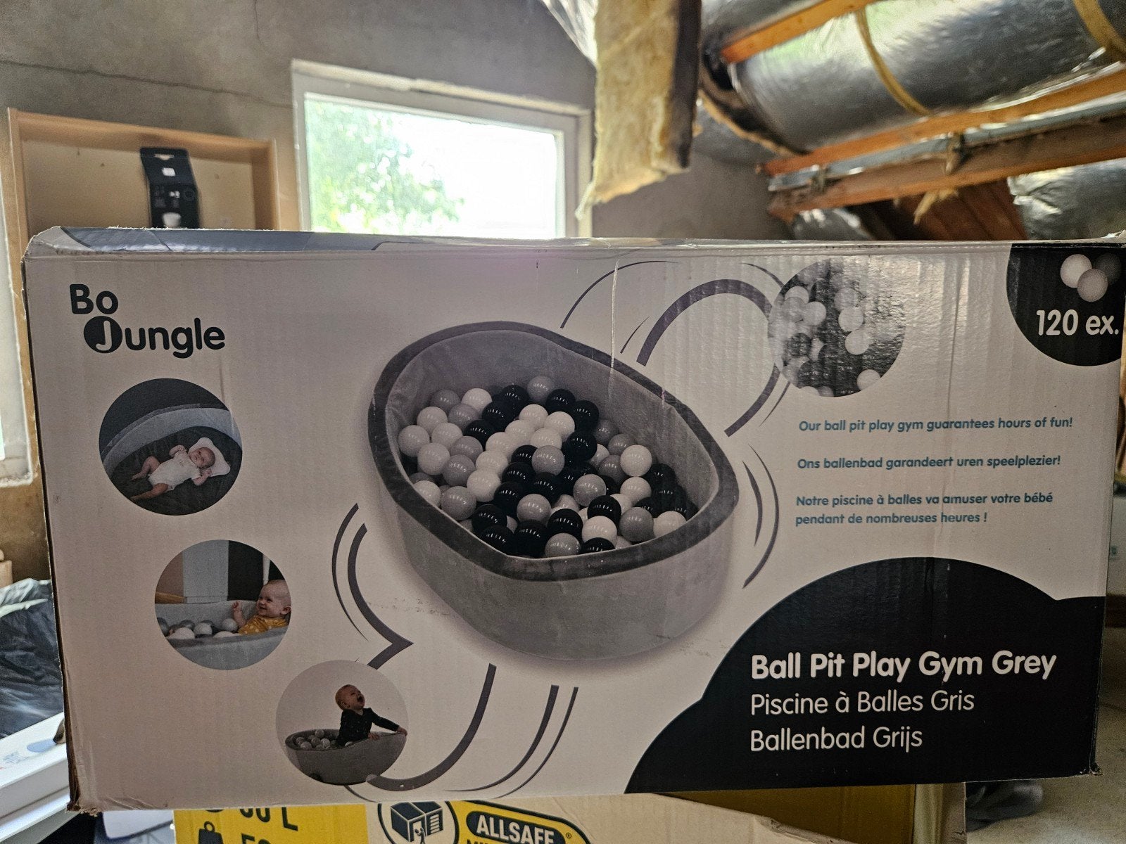Bo Jungle Ballenbak Speelgym Grijs met 120 Ballen, Ophalen of Verzenden, Zo goed als nieuw, Overige typen