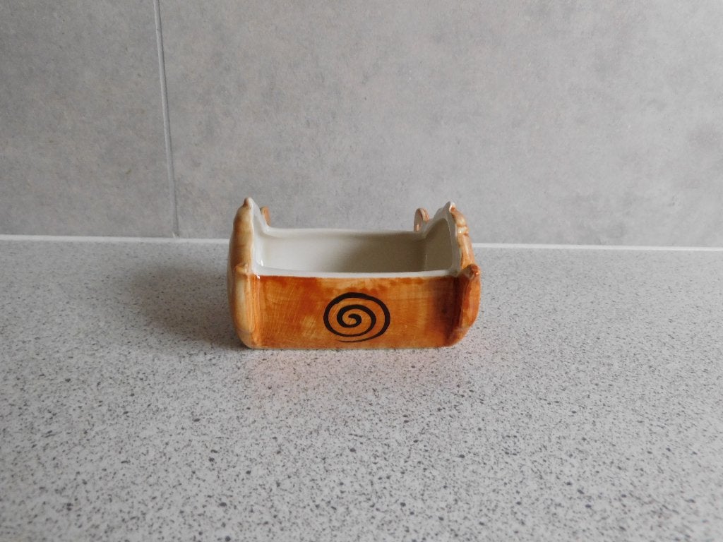 Houder voor Theezakjes Bruin Spiraal Vic's Handpainted, Huis en Inrichting, Keuken | Servies, Overige merken, Overige typen, Ophalen of Verzenden