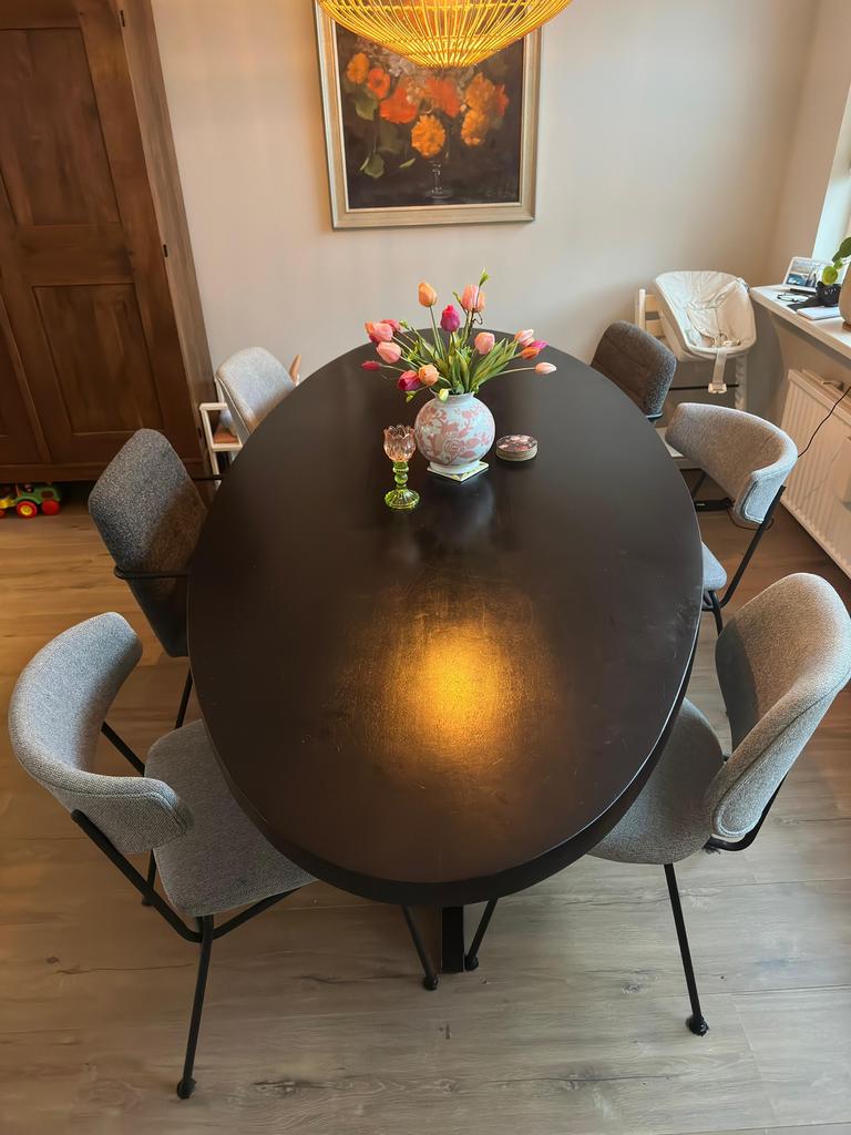 Goossens Zwarte Mangohouten Eettafel Ovaal 240 cm, Huis en Inrichting, Tafels | Eettafels, Ophalen, 100 tot 150 cm, 200 cm of meer