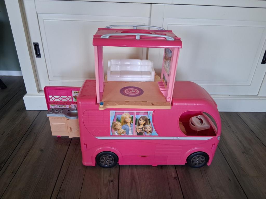 Barbie Camper Roze Speelset met Accessoires, Ophalen of Verzenden, Gebruikt, Barbie