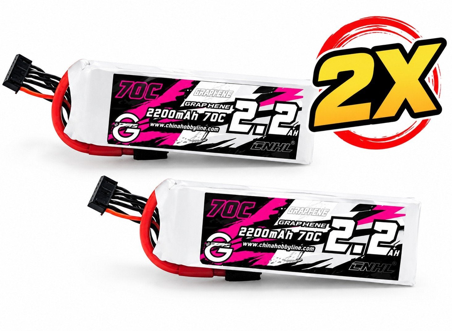 2X CNHL 6S 2200mAh 70C LiPo Batterij EC5 stekker, Ophalen of Verzenden, Zo goed als nieuw