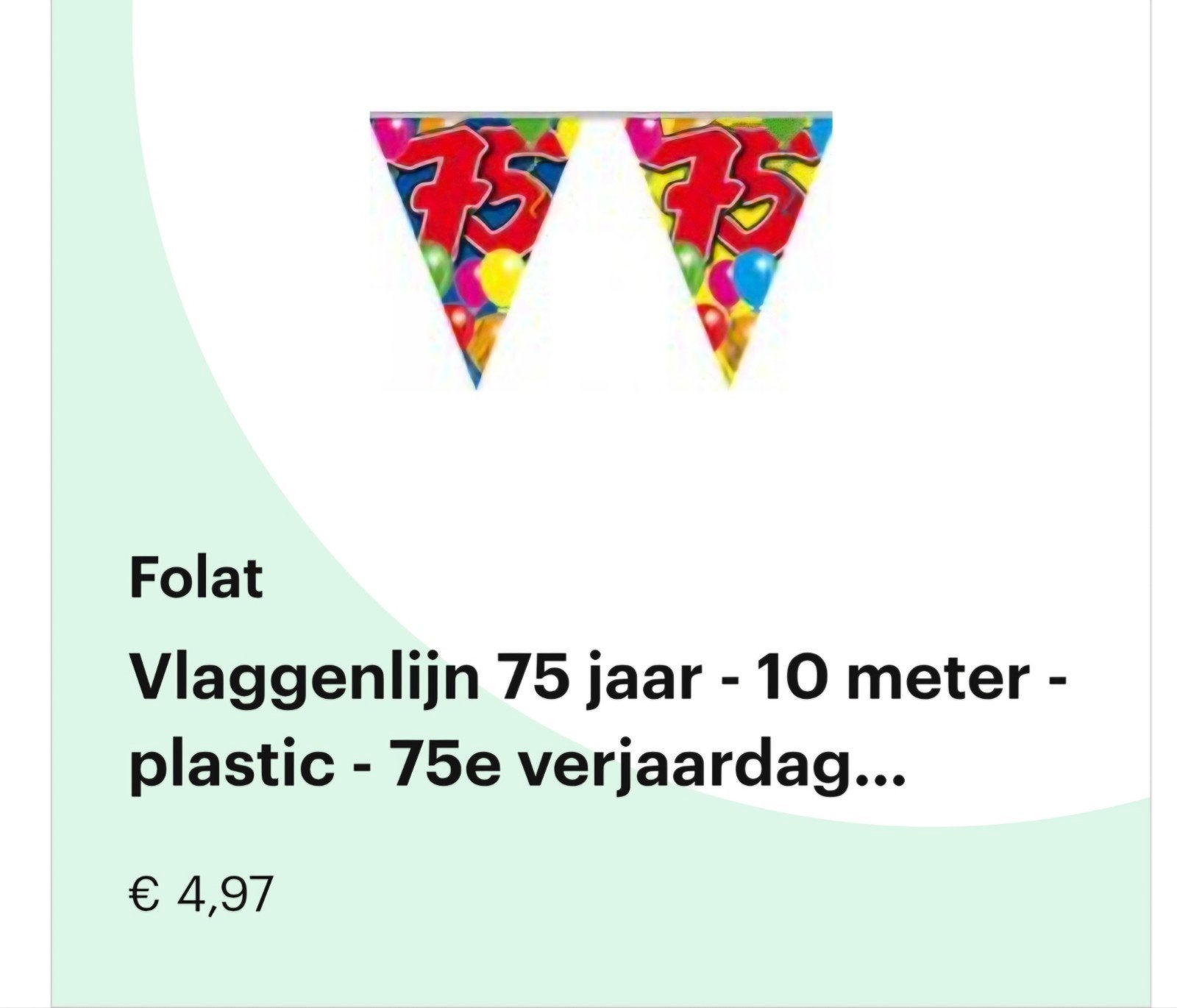 Vlaggetjes 75 jaar - Feestelijke Versiering, Ophalen of Verzenden, Nieuw, Versiering, Verjaardag