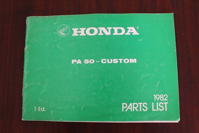 Honda PA50 Custom 1982 moped parts list PA 50 onderdelenboek, Ophalen of Verzenden, Gebruikt