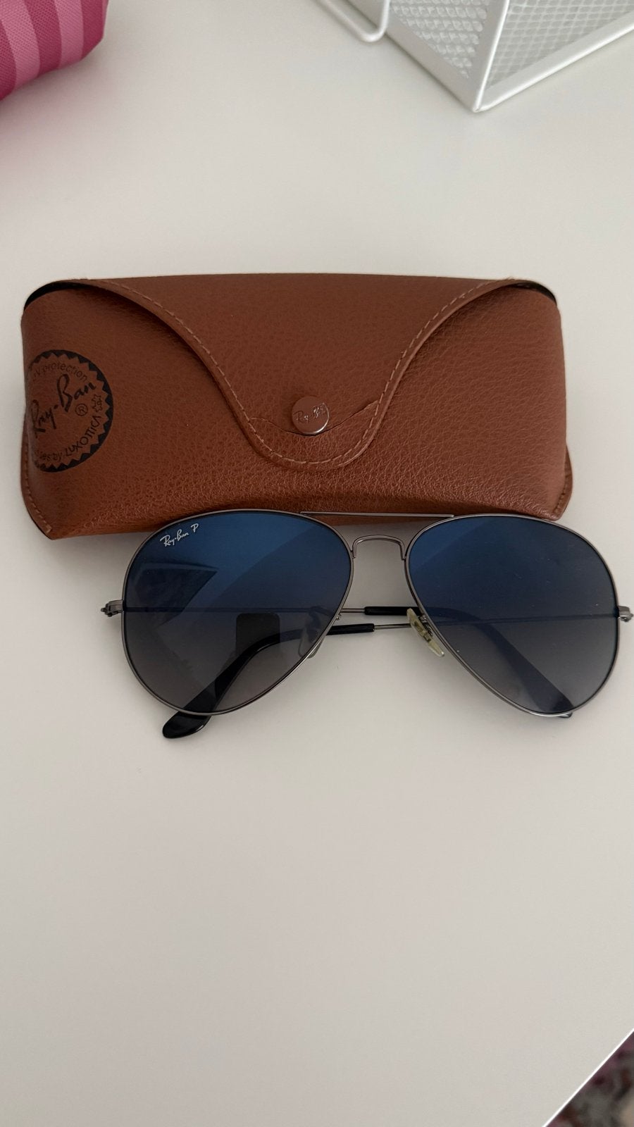 Ray-Ban Aviator Zonnebril met Bruin Etui, Ophalen, Zonnebril, Zo goed als nieuw, Ray-Ban