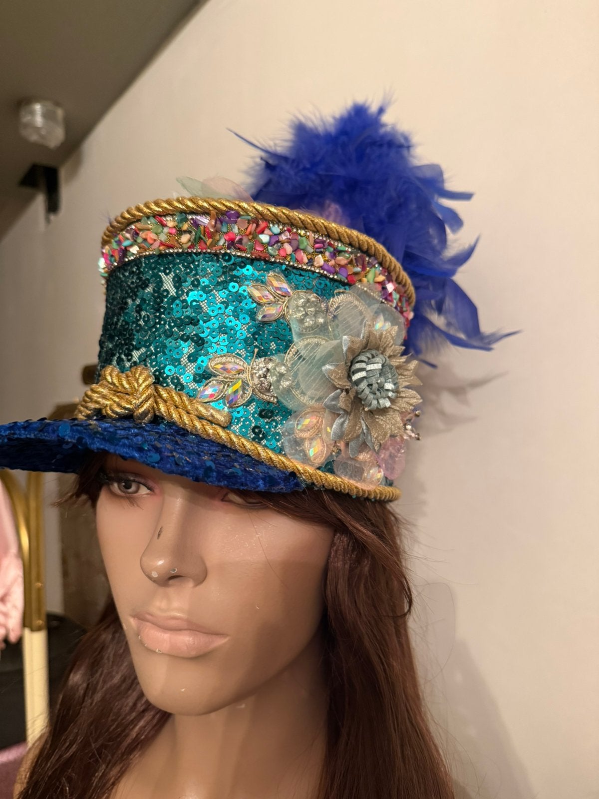 Festival/ carnaval pet met glitters, Kleding | Dames, Carnaval, Maat 42/44 (L), Ophalen of Verzenden, Zo goed als nieuw