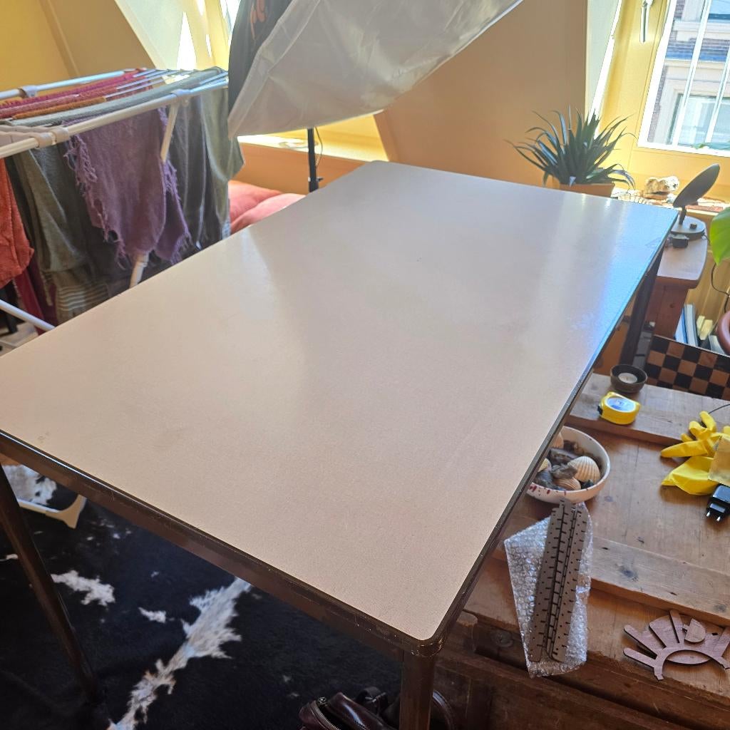 Retro formica tafel, Huis en Inrichting, Tafels | Eettafels, Ophalen, Overige materialen, Gebruikt, 100 tot 150 cm