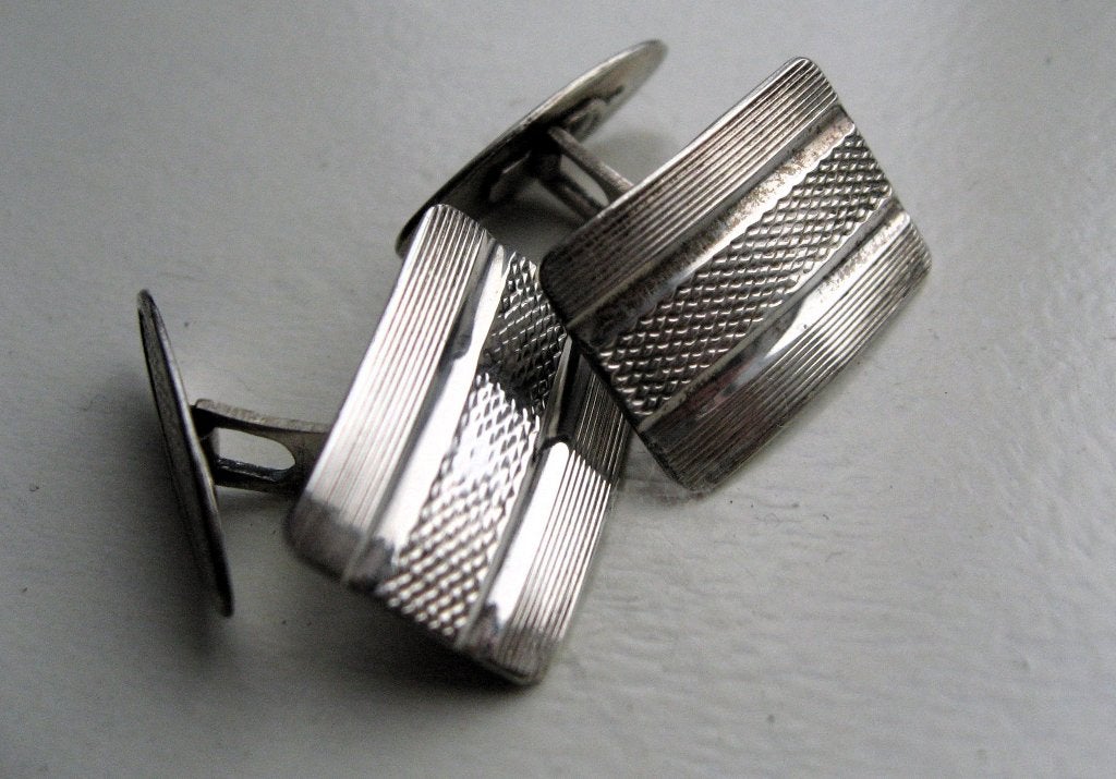 Art deco zilver 835 manchetknopen, geometrisch design '30, Ophalen of Verzenden, Zilver, Manchetknopen