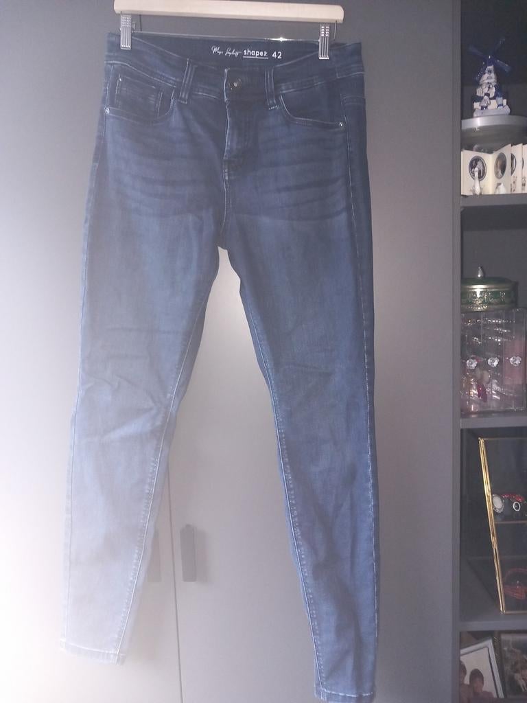 Broek van MS mode., Blauw, Maat 42/44 (L), Ophalen of Verzenden, Zo goed als nieuw