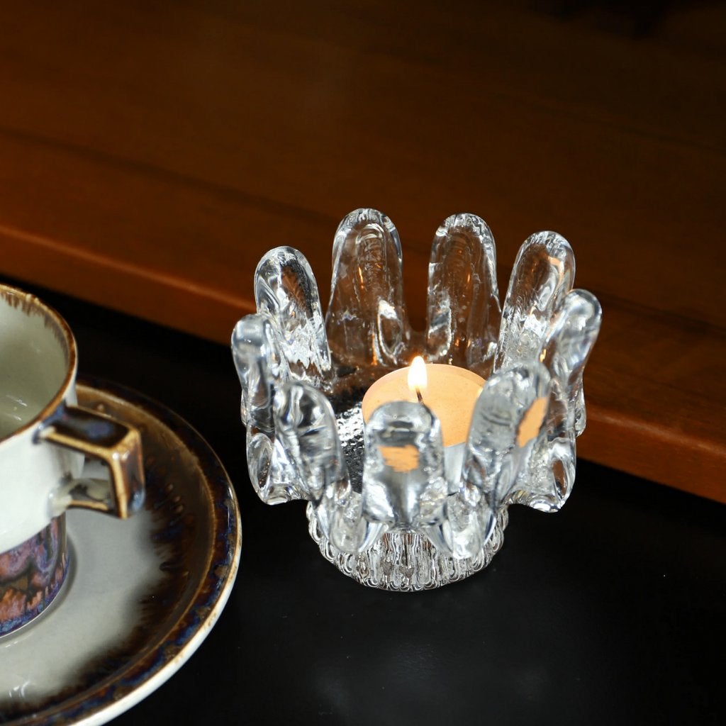 Kosta Boda Zweden KANDELAAR Sunflower glas Scandinavisch, Ophalen of Verzenden, Zo goed als nieuw, Overige materialen, Kandelaar