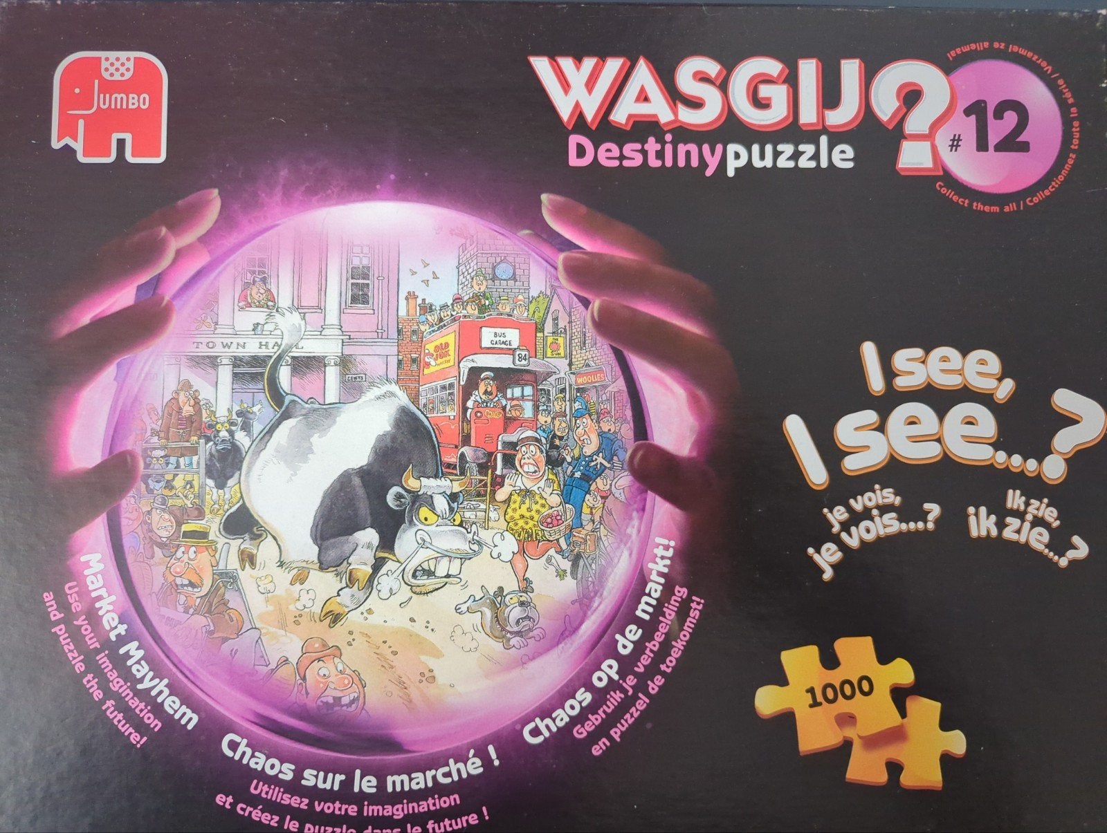 Wasgij destiny puzzel 12 CHAOS OP DE MARKT 1000 stukjes, Ophalen of Verzenden, 500 t/m 1500 stukjes, Zo goed als nieuw, Legpuzzel