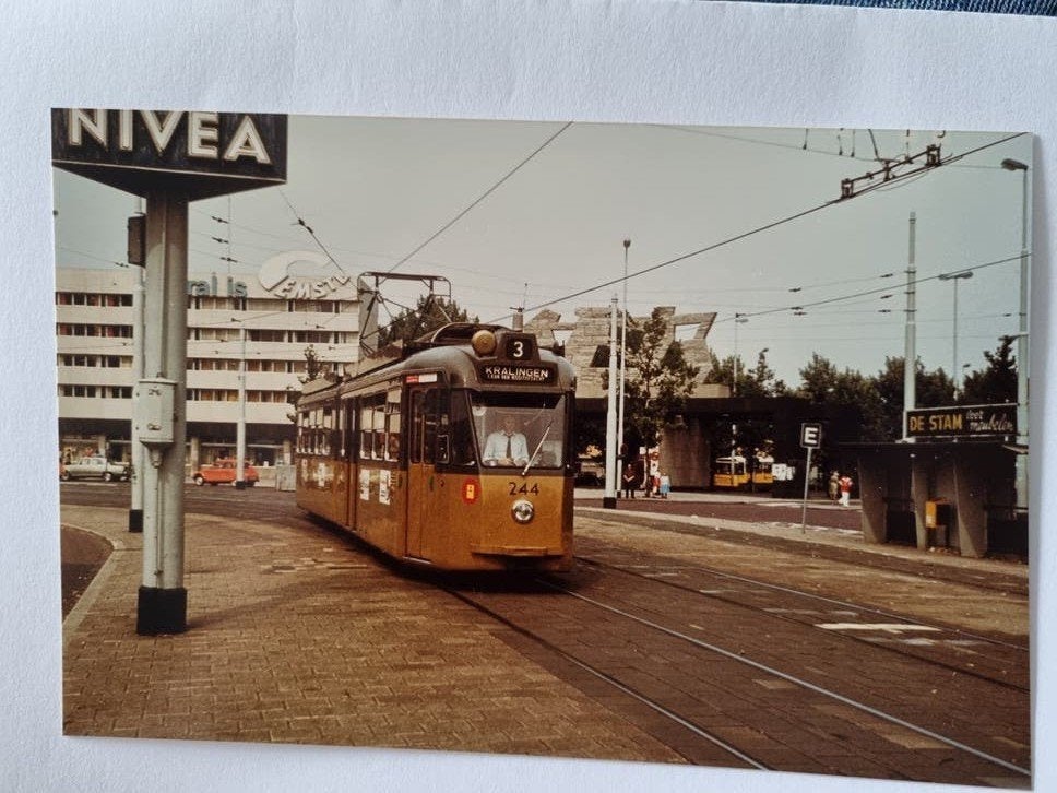 Rotterdam RET tram 244 Stationsplein lijn 3 - 1976, 1960 tot 1980, Foto, Ophalen of Verzenden, Zo goed als nieuw