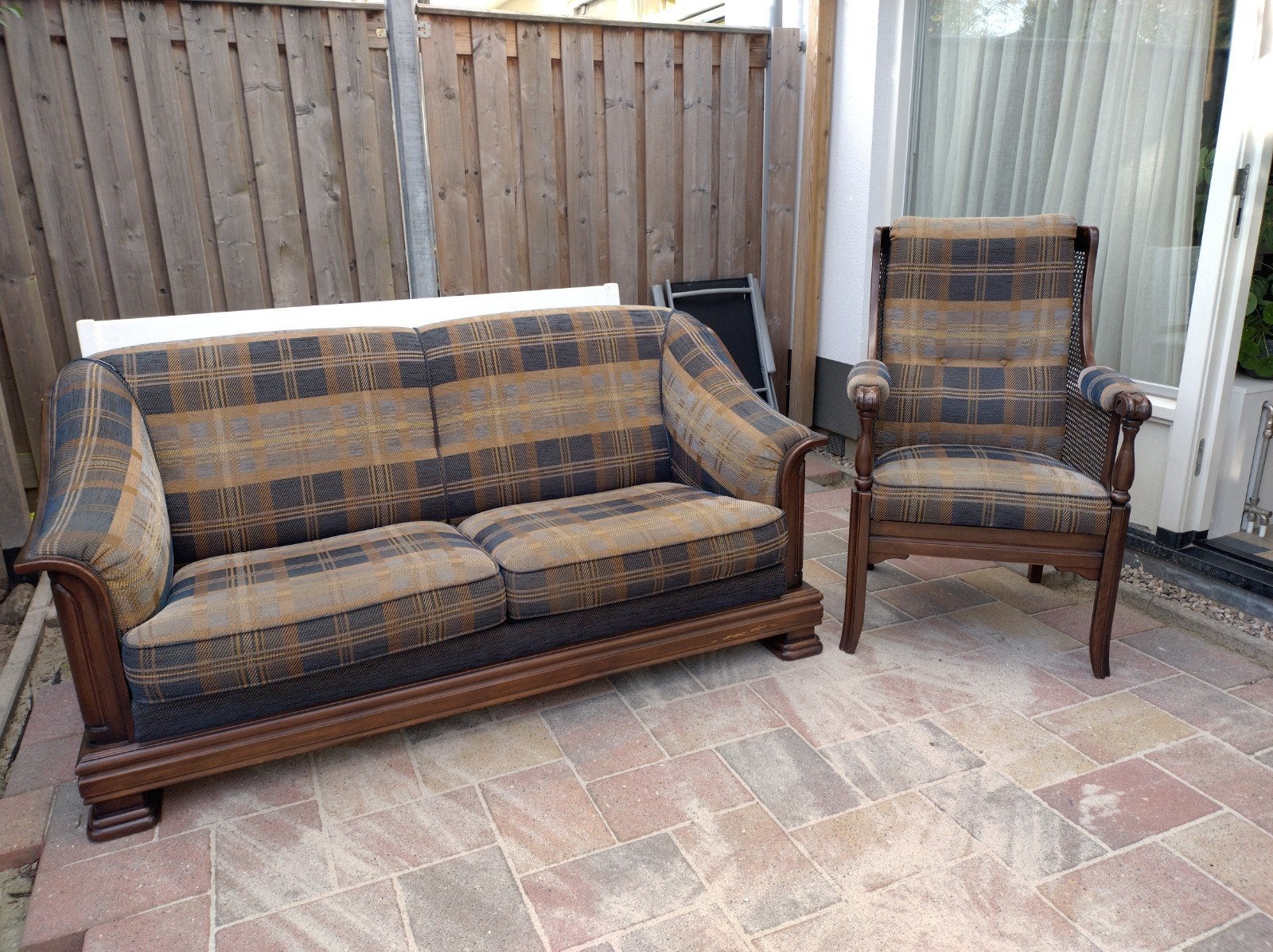 Gratis Vintage Sofa + Lounge stoel combi!, Ophalen of Verzenden, Gebruikt, Stof