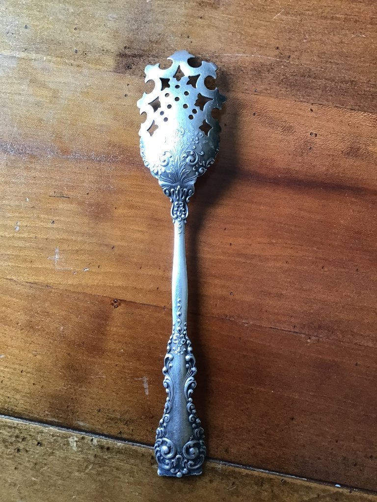Natfruit lepel antiek verzilverd, Ophalen of Verzenden
