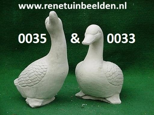 Set Ganzen zit en roep. nr 0033 & 0035, Tuin en Terras, Tuinbeelden, Ophalen, Nieuw, Beton, Dierenbeeld