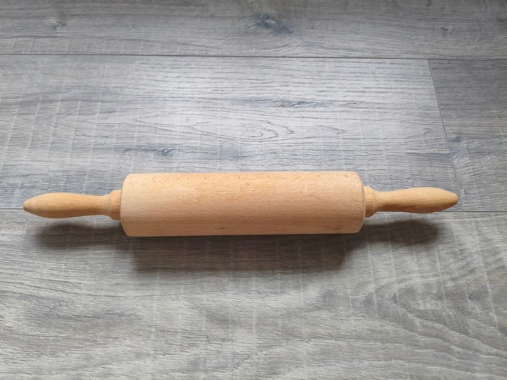 Deegroller van beukenhout met draaibare handsvaten, Beige, Gebruikt, Hout, Ophalen of Verzenden