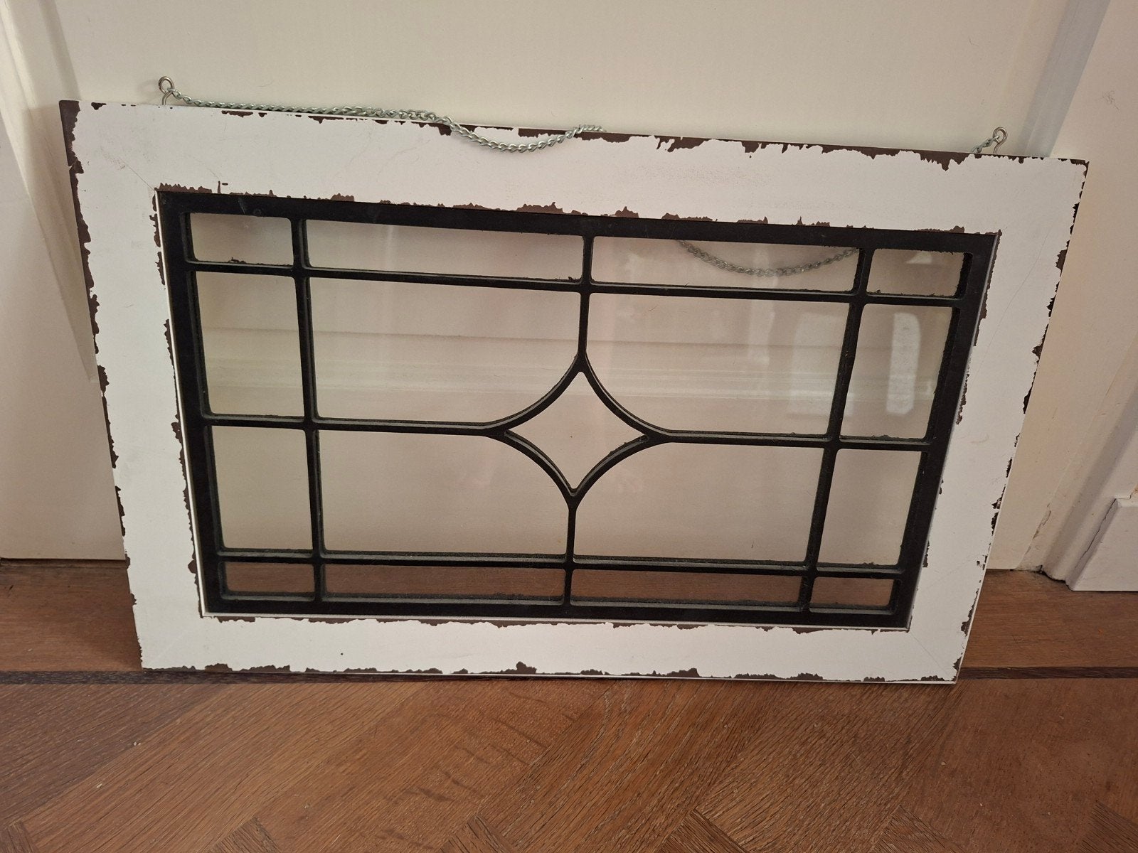 Decoratief raamscherm glas in lood - Vintage/Landelijk, Ophalen of Verzenden, Zo goed als nieuw, Wit, Vintage