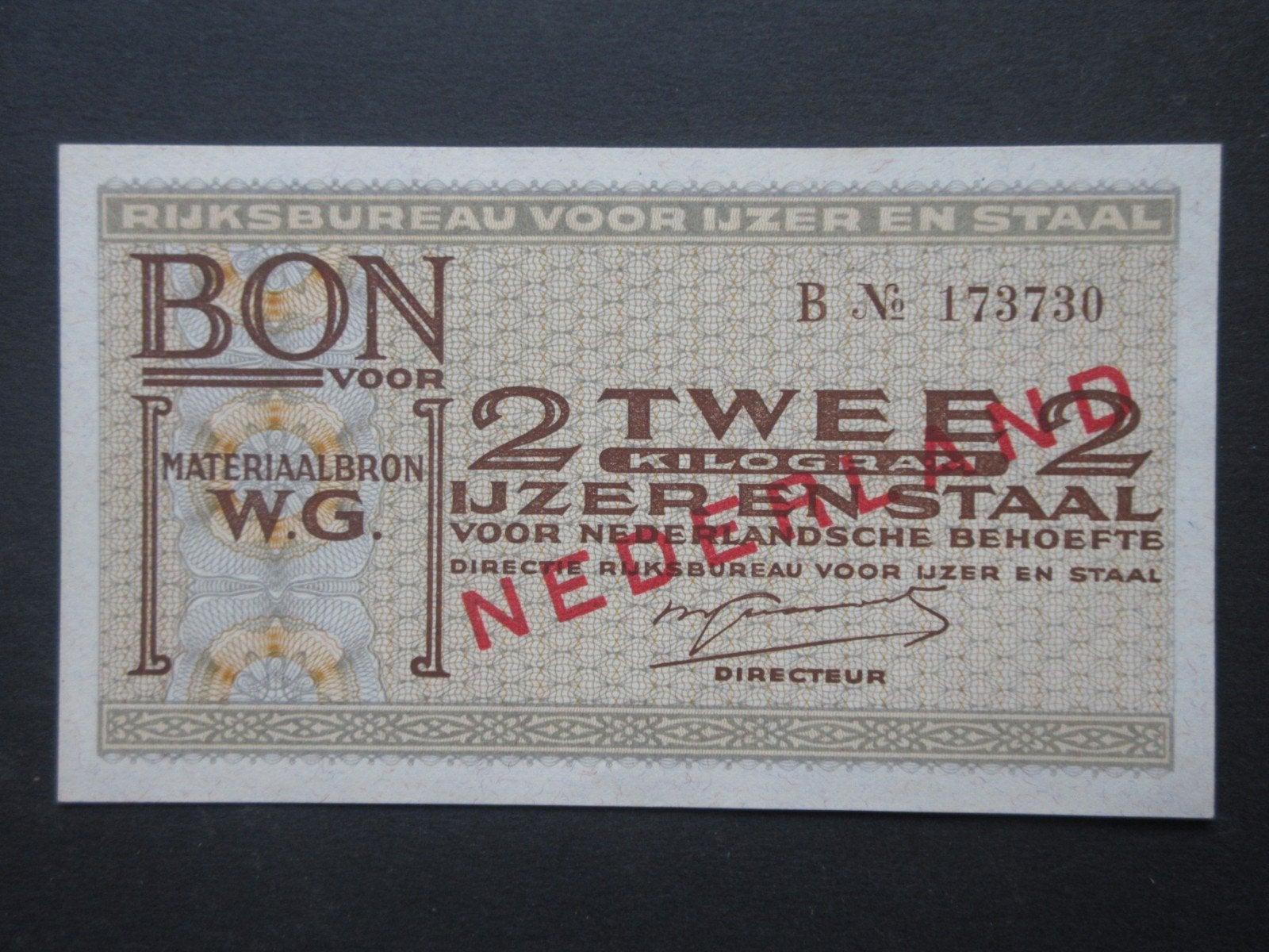 Distributiebon 2 Kilo IJzer en Staal 1941 Nederland (02) WW2, Verzenden, Overige soorten, Nederland, Overige typen
