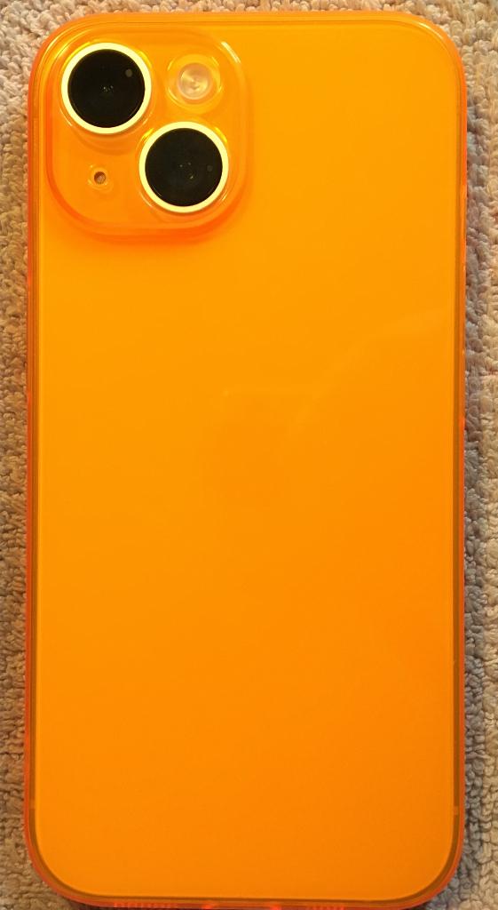 iPhone 15 transparent silicone neon-oranje cover TPU, Ophalen of Verzenden, Nieuw, Frontje of Cover