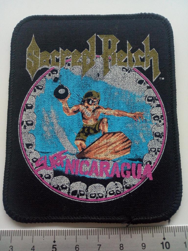 Sacred Reich zeer zeldzame 1990 Surf Nicaragua patch s339, Verzenden, Nieuw, Kleding