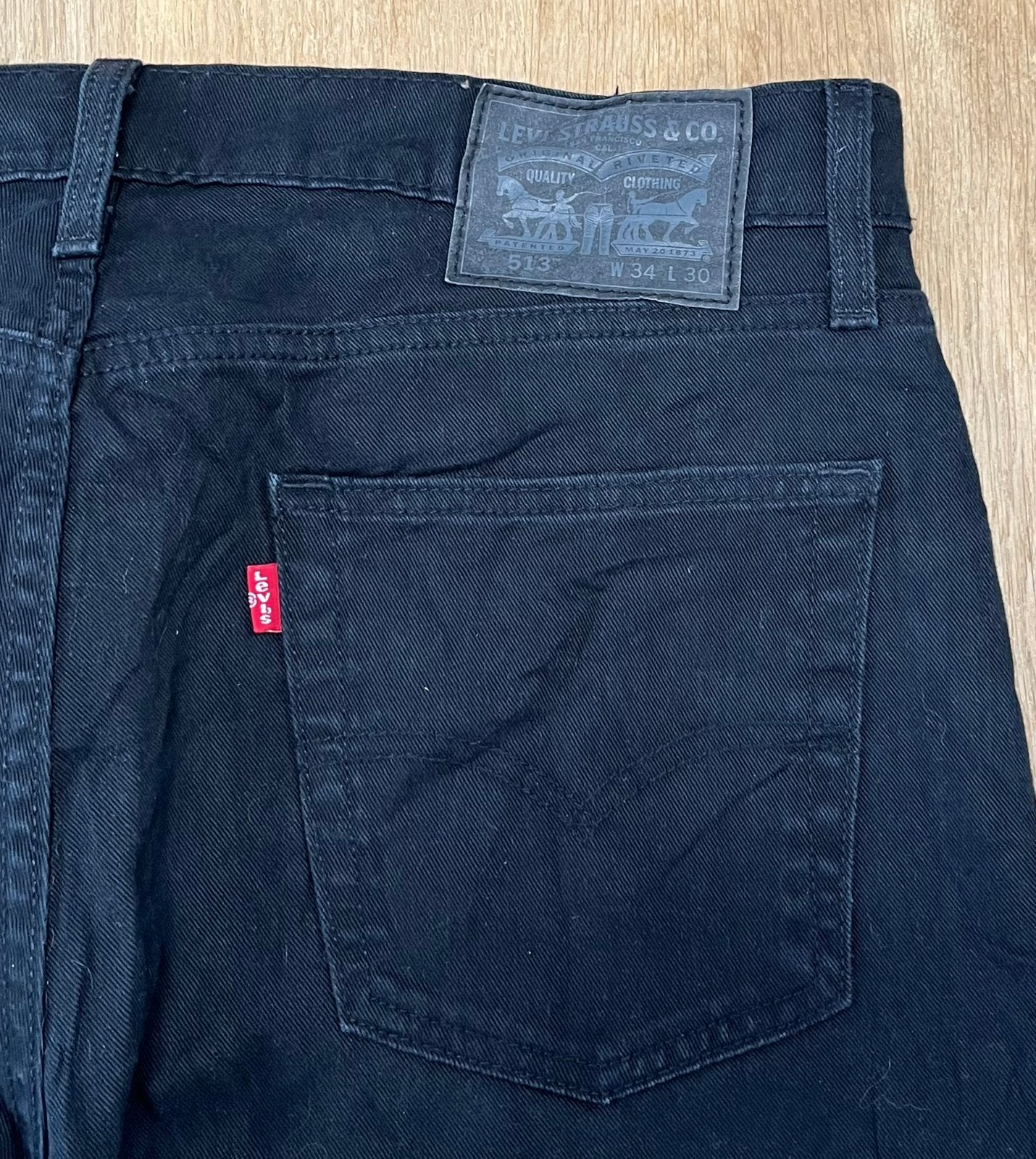 Levi’s 513 slim straight jeans zwart - Maat W34 L30, Ophalen of Verzenden, Zo goed als nieuw, Zwart, W33 - W34 (confectie 48/50)