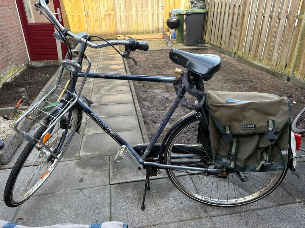 Gazelle Impala Damesfiets met Voordrager en Fietstassen, Terugtraprem, Versnellingen, Ophalen of Verzenden, Gazelle