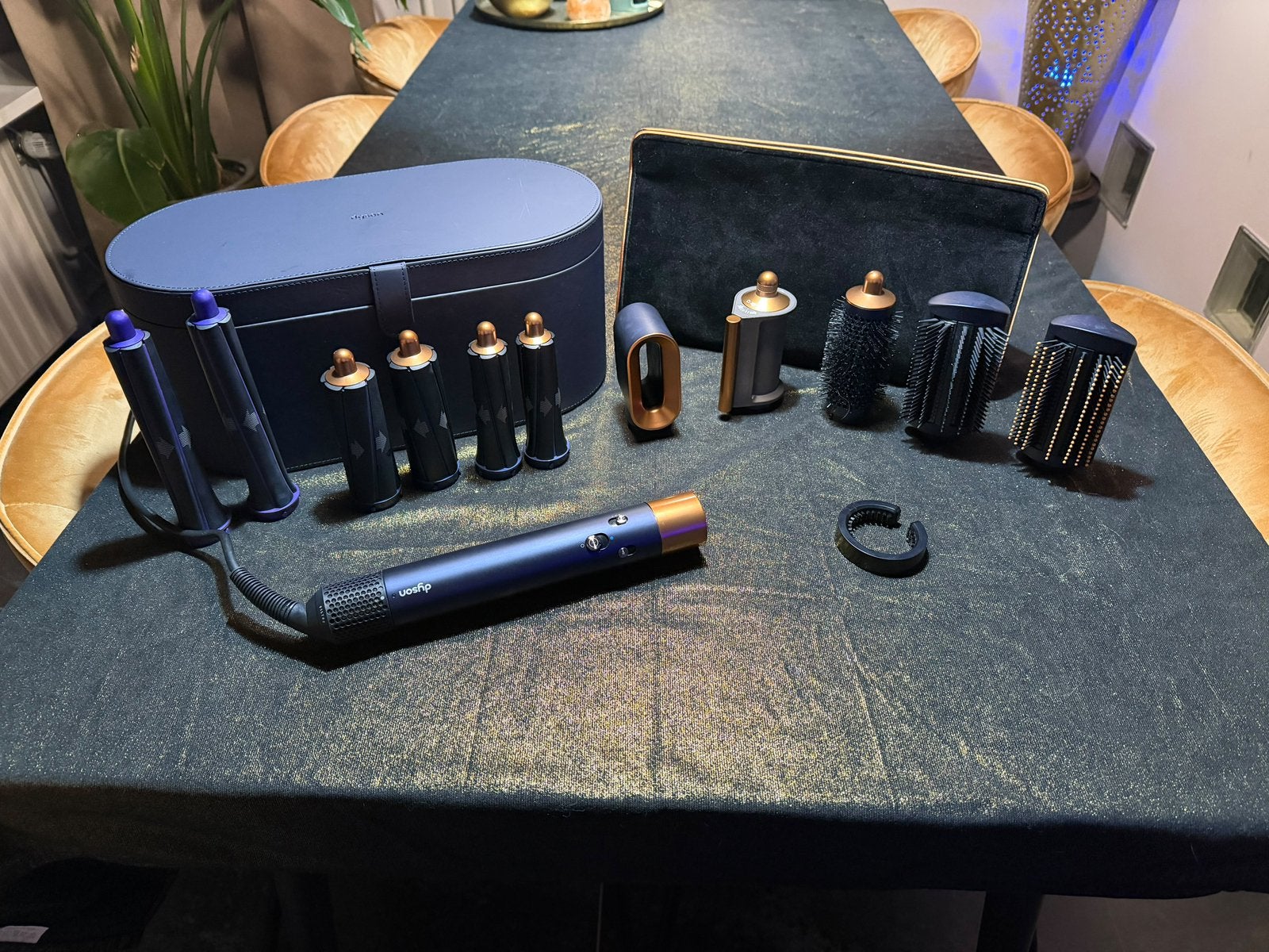 Dyson Airwrap Complete blauw/koper + Long barrels + Flyaway, Sieraden, Tassen en Uiterlijk, Ophalen, Zo goed als nieuw, Föhn of Haardroger