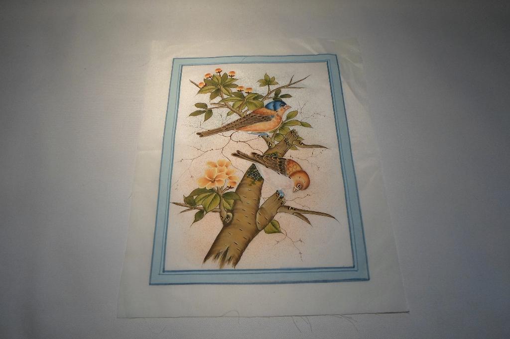 Schilderij Op Zijde Vogels, Antiek en Kunst, Kunst | Niet-Westerse kunst, Ophalen of Verzenden