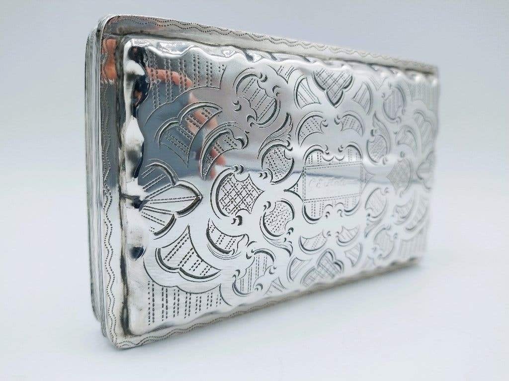 Zilveren tabaksdoos, C. Monteban, Schoonhoven, 1869, Verzenden, Zilver