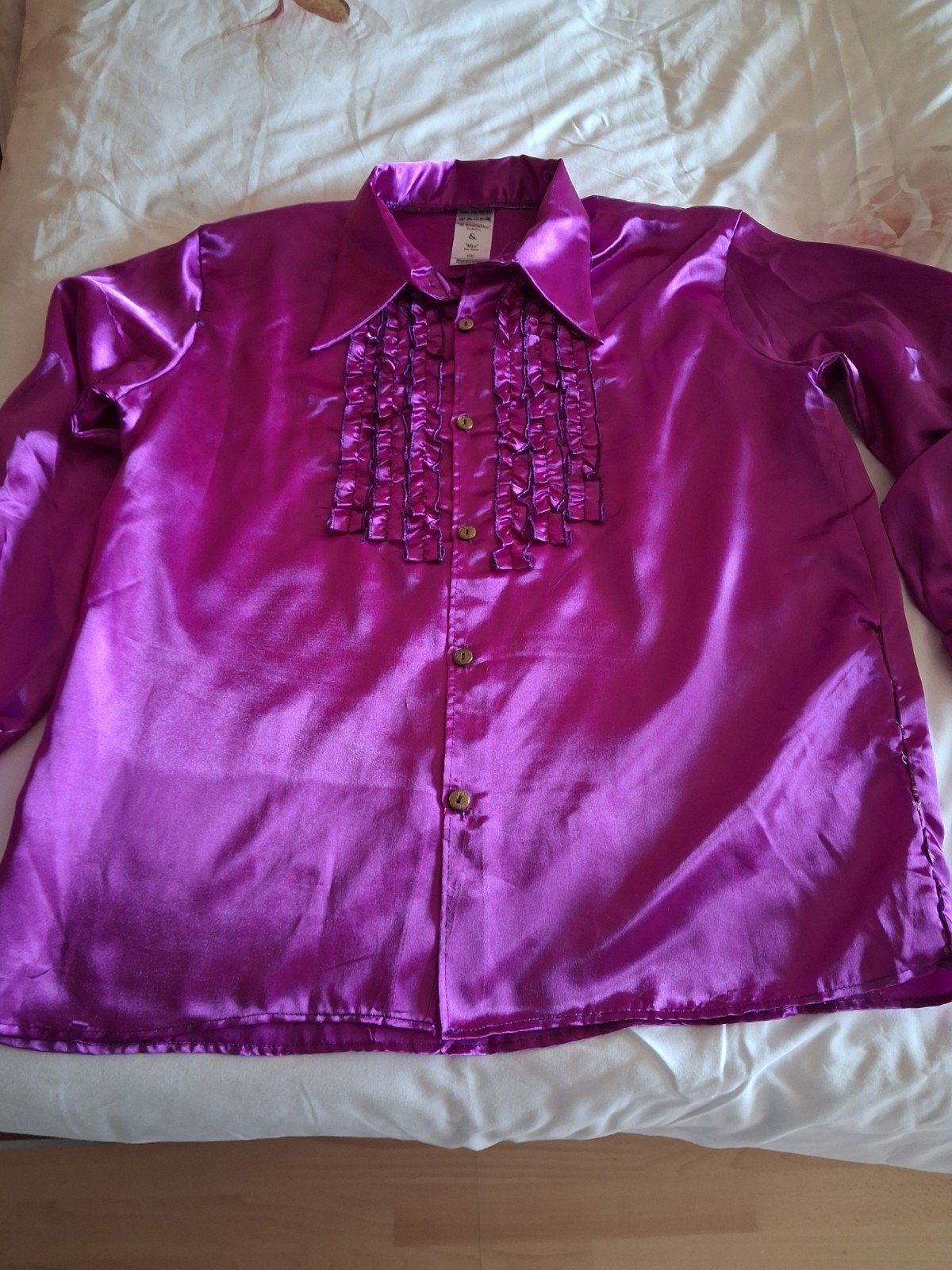 Carnavalsblouse paars - Grote maat - Lengte 80cm, Carnaval, Overige maten, Ophalen of Verzenden, Gedragen