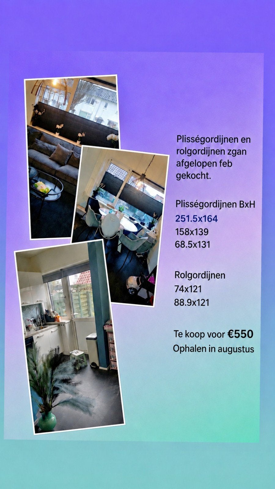 Plisségordijnen en rolgordijnen zgan, Huis en Inrichting, Ophalen, Zo goed als nieuw, Rolgordijn
