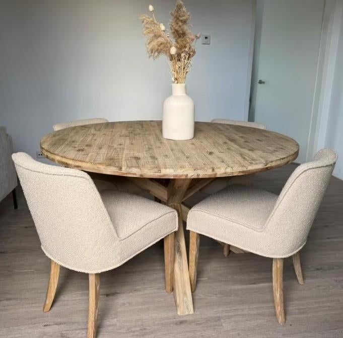 Gestoffeerde stoel Tarnby (4), Huis en Inrichting, Stoelen, Zo goed als nieuw, Vier, Hout, Overige kleuren, Ophalen