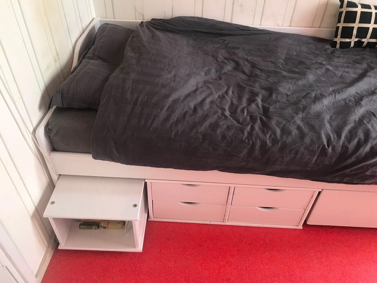 1-persoonsbed met opberglades en schoon matras 200x90, Ophalen, Gebruikt, 90 cm, Wit