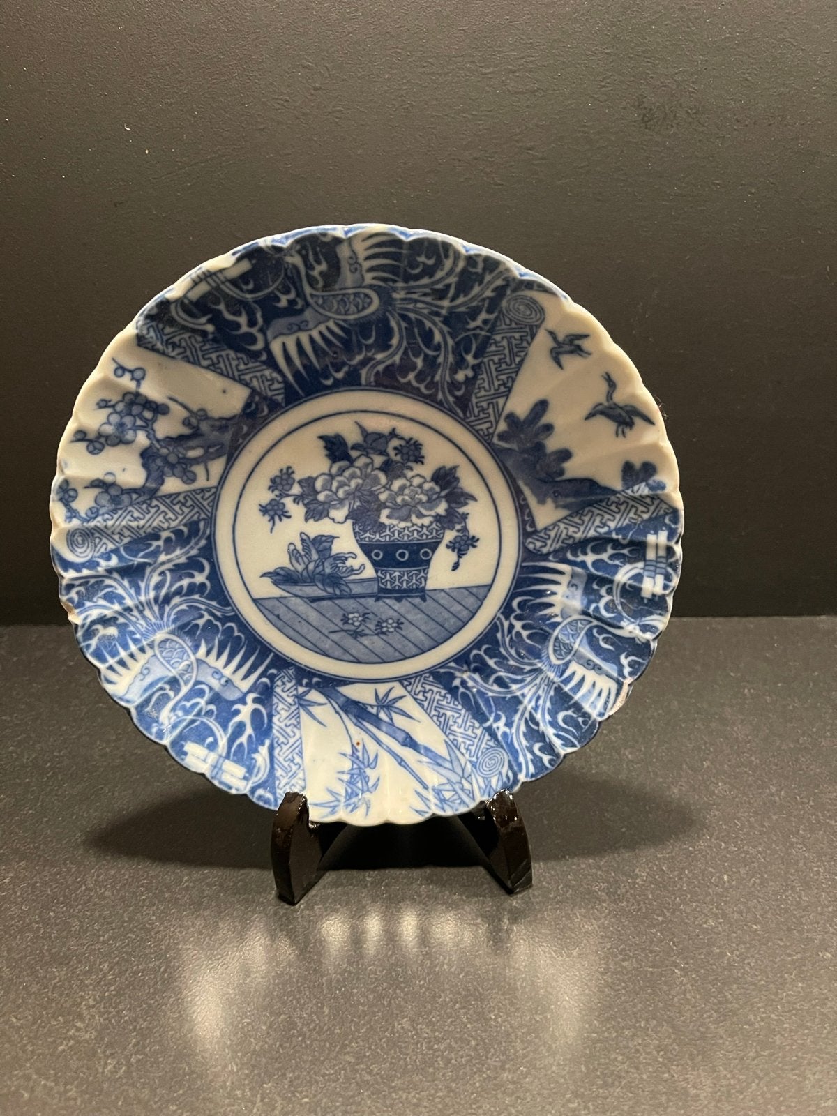 Antiek Japans Imari Bordje - Blauw-Wit - 18 cm, Antiek en Kunst, Ophalen of Verzenden