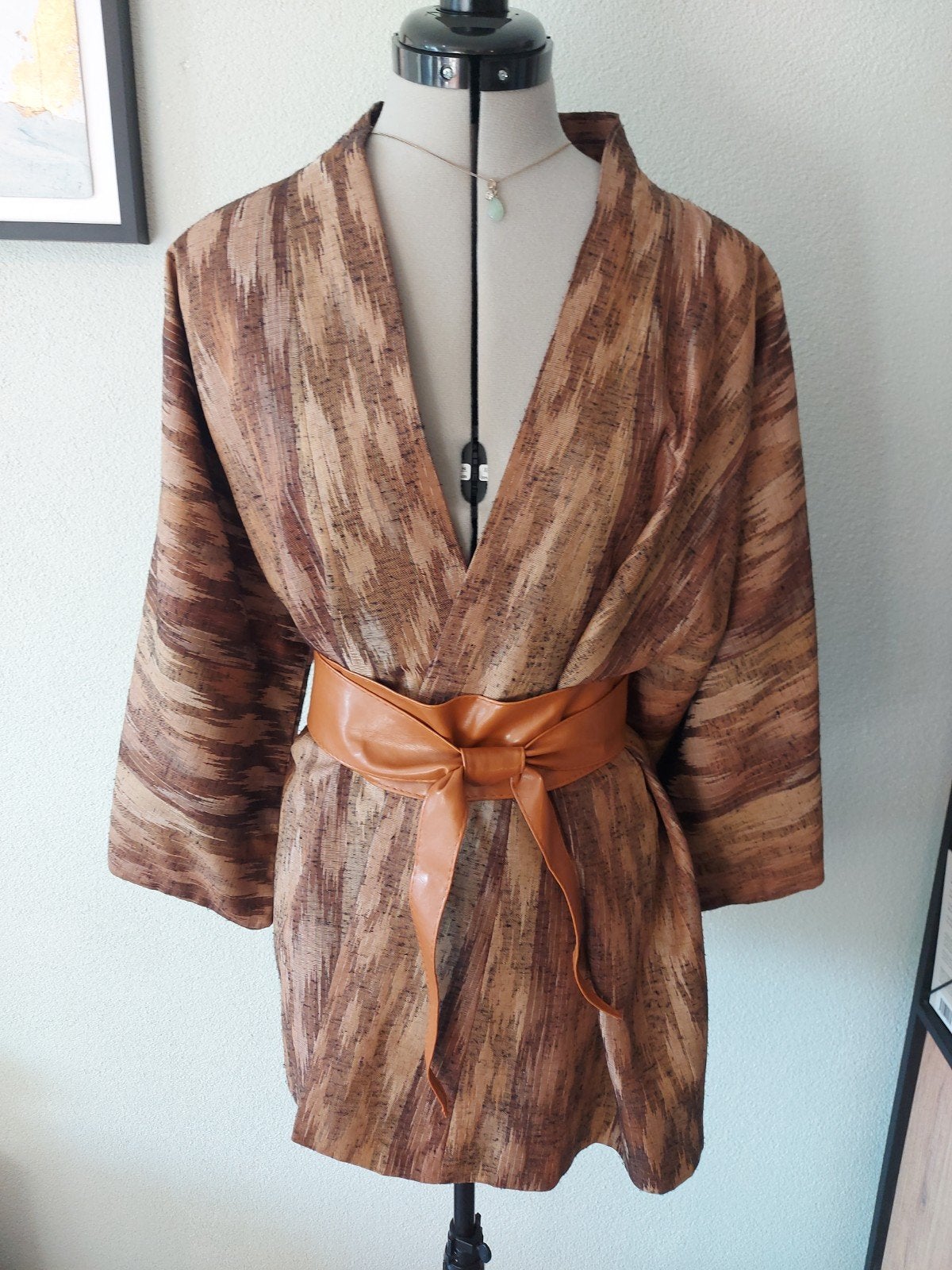 Authentieke Japanse Kimono - Beige Bruin Tinten, Kleding | Dames, Onbekend, Verzenden, Zo goed als nieuw