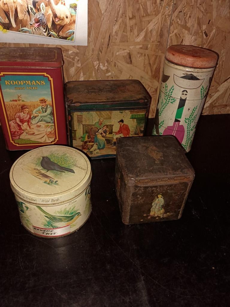Blikken: Koopmans, thee en meer (8 stuks), Verzamelen, Blikken, Ophalen, Gebruikt, Overige