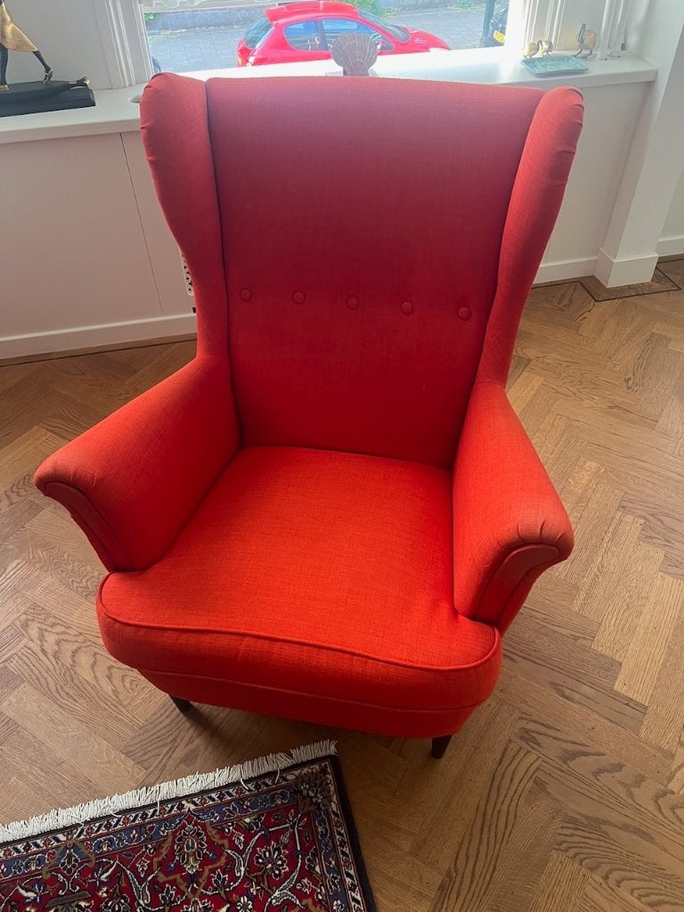 Oranje retro stoelen, Huis en Inrichting, Stoelen, Ophalen, Overige materialen, Gebruikt, Twee