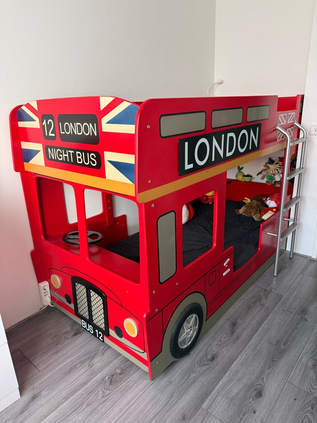 Uniek London Bus Stapelbed - in zeer goede staat!, Ophalen, 90 cm, Eenpersoons, Minder dan 160 cm